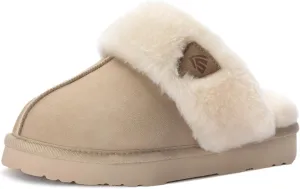 LazyStep Women's Fuzzy House Slippers, Slip on Warm Indoor and Outdoor House Shoes