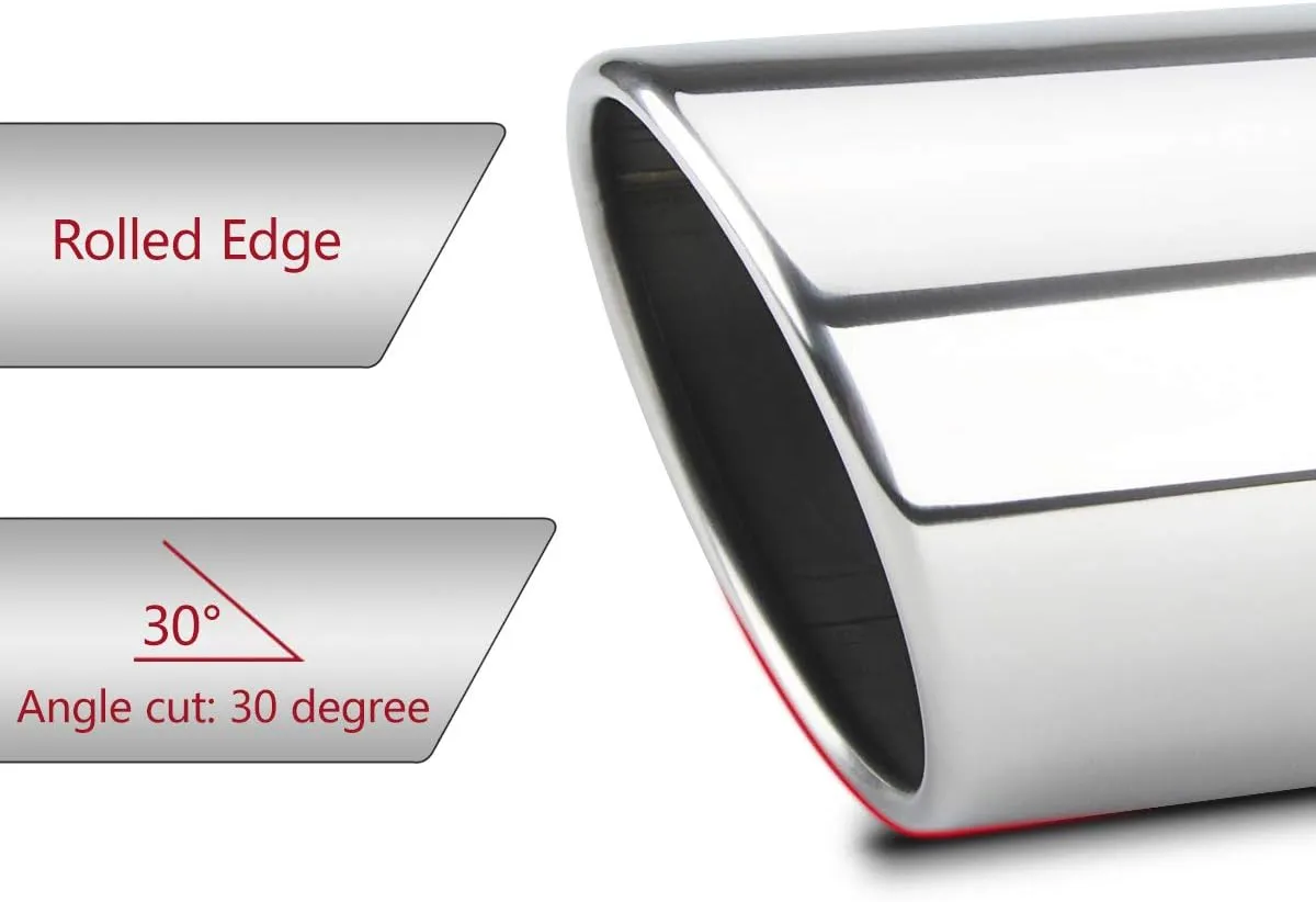 LCGP 3 Inch Inlet Exhaust tip 4" Inch Outlet 12" Long Clamp On Stainless Steel Exhaust Tailpipe Tip for Truck Polished