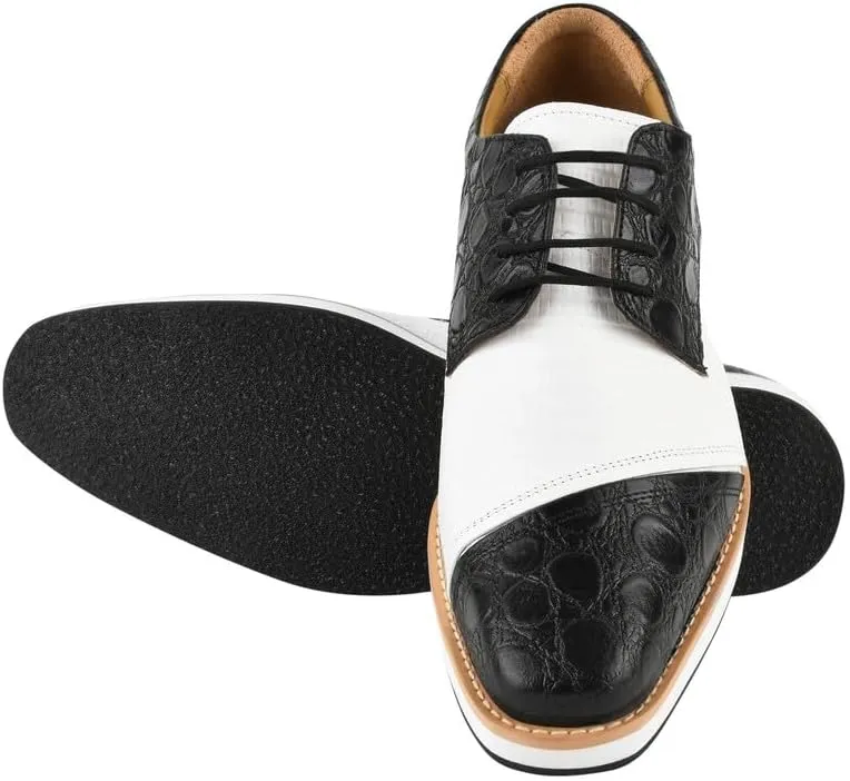 LIBERTYZENO Mens EEL Print Knitted Design Genuine Leather Adults Lace Up Oxford Dress Shoes for Easter Gift LS-112