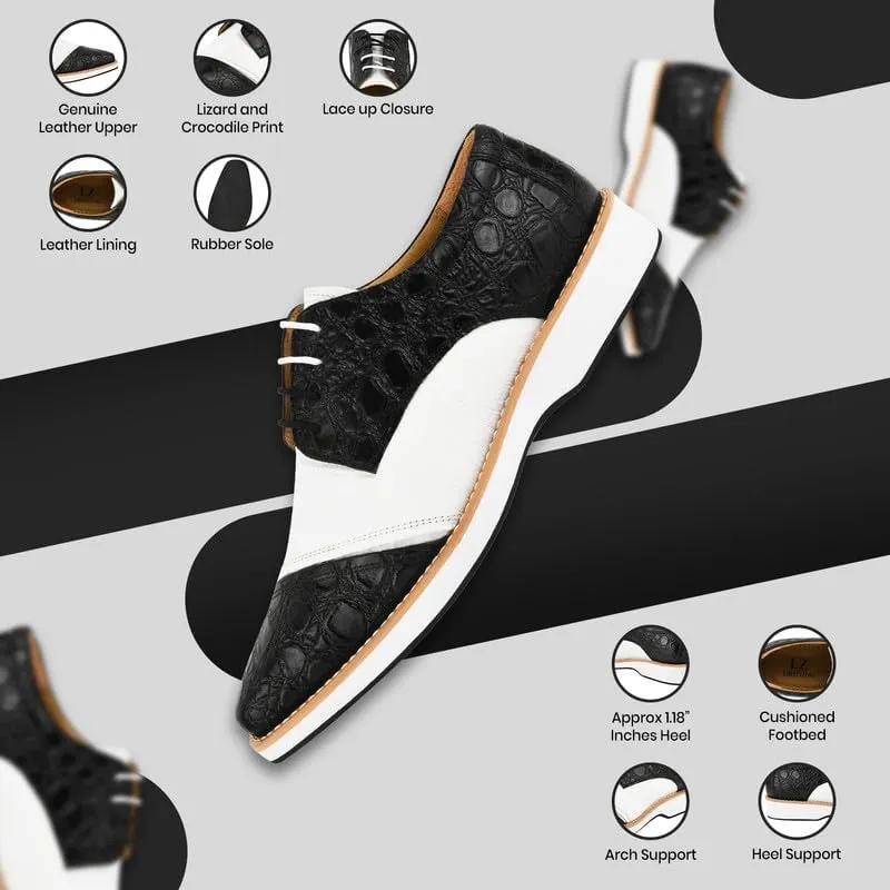 LIBERTYZENO Mens EEL Print Knitted Design Genuine Leather Adults Lace Up Oxford Dress Shoes for Easter Gift LS-112