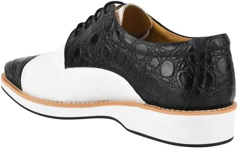 LIBERTYZENO Mens EEL Print Knitted Design Genuine Leather Adults Lace Up Oxford Dress Shoes for Easter Gift LS-112