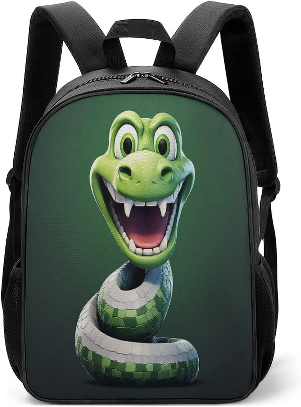 Lightweight Backpacks Cute Travel Bag Durable Cartoon Snake Green Printing Small Travel Backpack For Women & Men