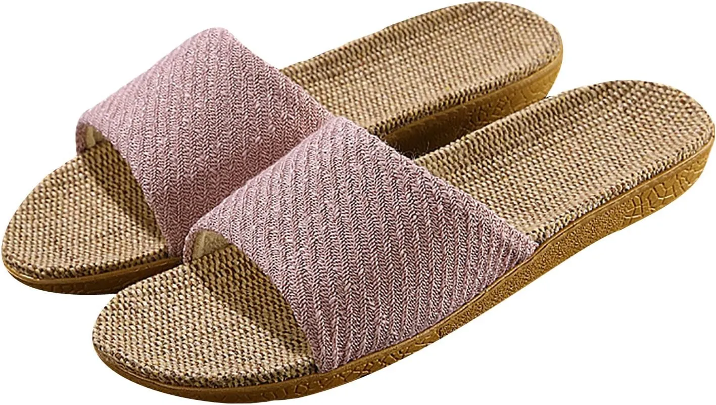 Linen summer non-slip indoor slippers Non-slip spa slippers Comfortable slippers