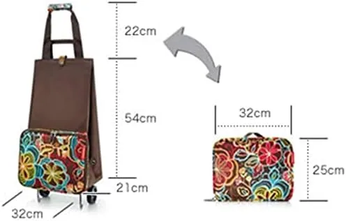 LJYT Shopping Cart Folding Shopping Bag Shopping Cart On Wheels Bag Small Pull Cart Buy Vegetables Bag Shopping Organizer Tug Package Grocery Cart (Color : 02)