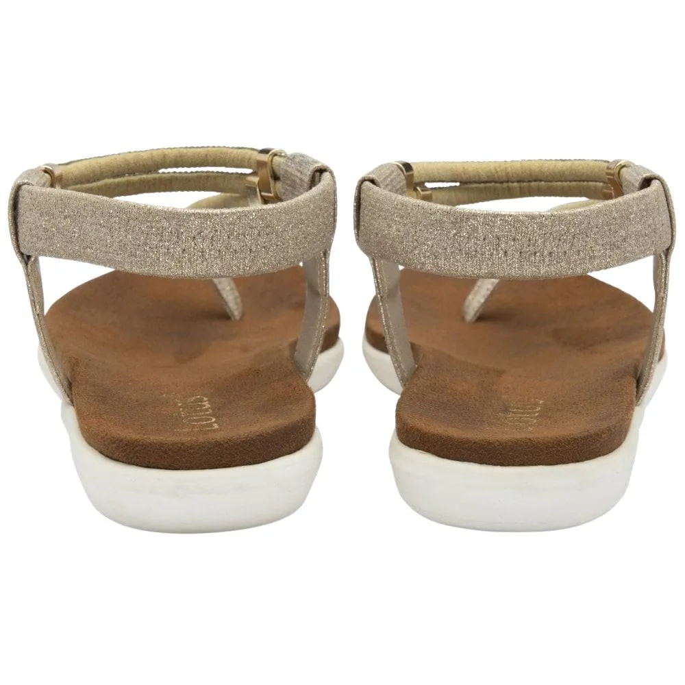 Lotus Womens Chica Gold Diamante Toe Post Thong Strap Sandals