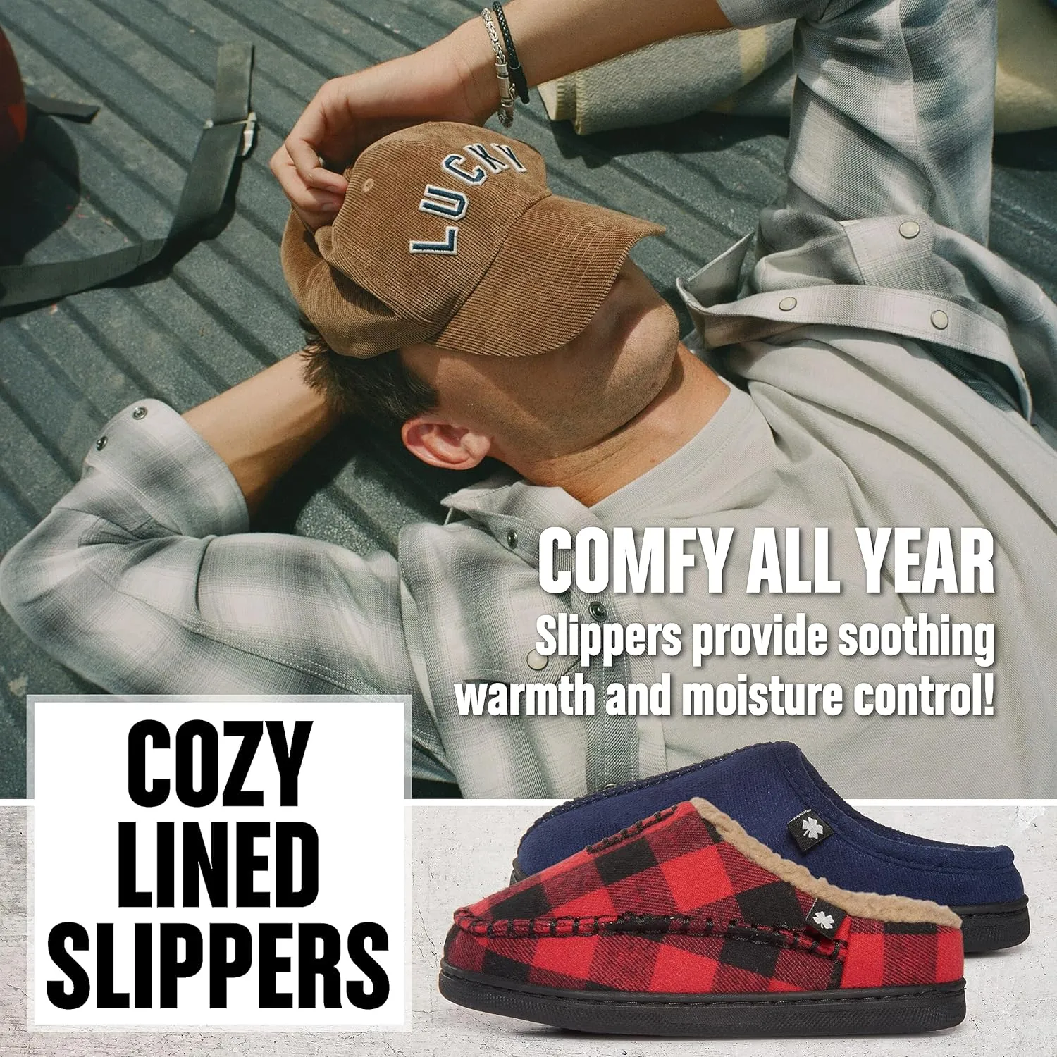 Lucky Brand Boy's Fleece Clog Micro Suede Tab Slippers – Comfortable and Cozy Footwear for Boys