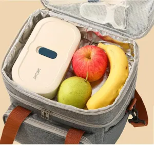 Lunch Bag for Men & Women - Double Deck Insulated Leakproof Large Capacity Soft Cooler Tote Bag with Shoulder Strap & Handle, Reusable Lunch Box for Office, Travel, Picnic (Black)