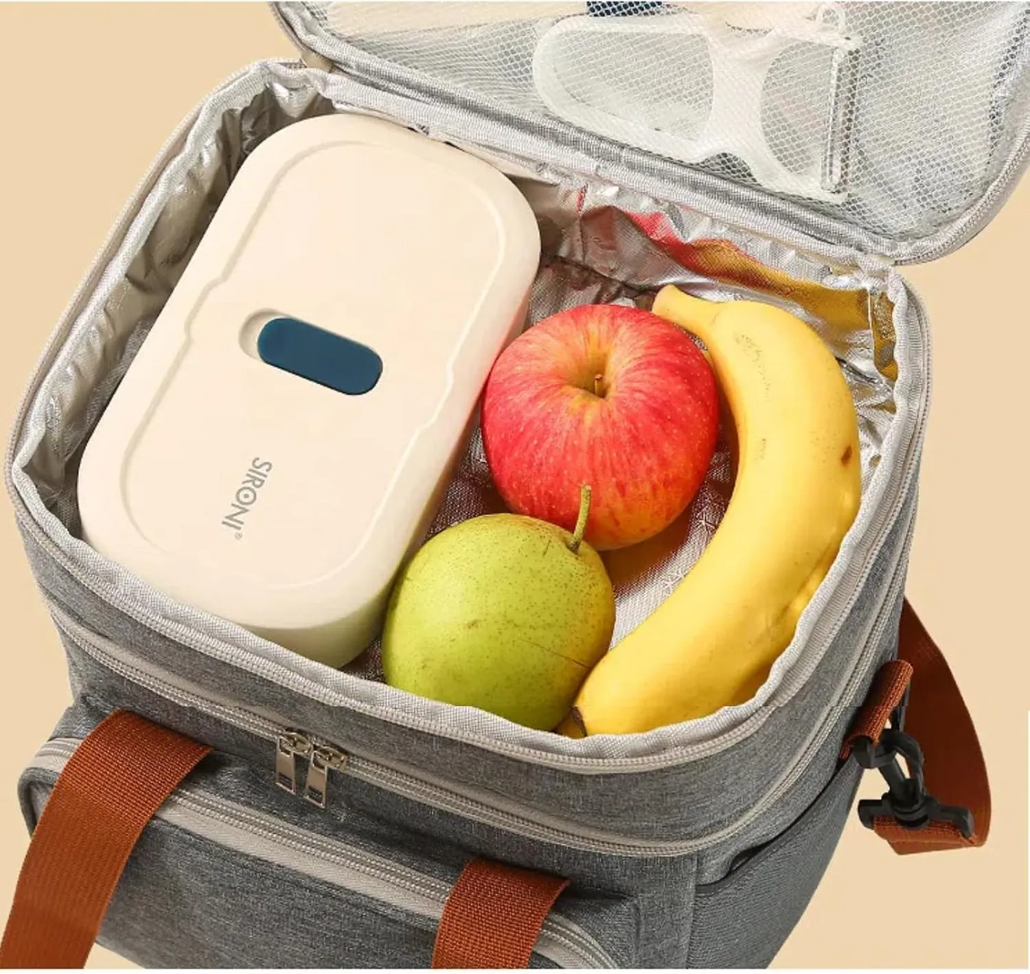 Lunch Bag for Men & Women - Double Deck Insulated Leakproof Large Capacity Soft Cooler Tote Bag with Shoulder Strap & Handle, Reusable Lunch Box for Office, Travel, Picnic (Black)