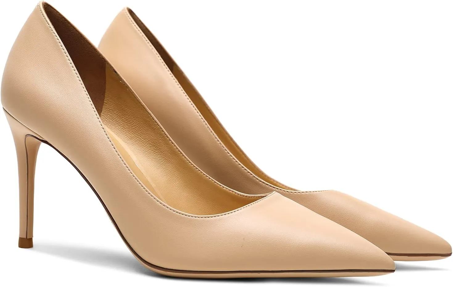 Lutalica W Women's Classic Pointed Toe Slip On 3.5 Inches Basic Medium High Heel Pumps Shoes for Work Party Wedding