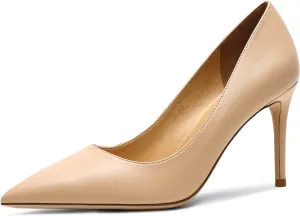 Lutalica W Women's Classic Pointed Toe Slip On 3.5 Inches Basic Medium High Heel Pumps Shoes for Work Party Wedding