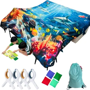 Magic Fort Building Kit for Kids - Large Lightweight Blanket Fort Making Kit Clips with CPC Certification - Portable Playhouse Play Tent Fort - Indoor/Outdoor Girls/Boys Toys Ages 4-5 6 7 8-12