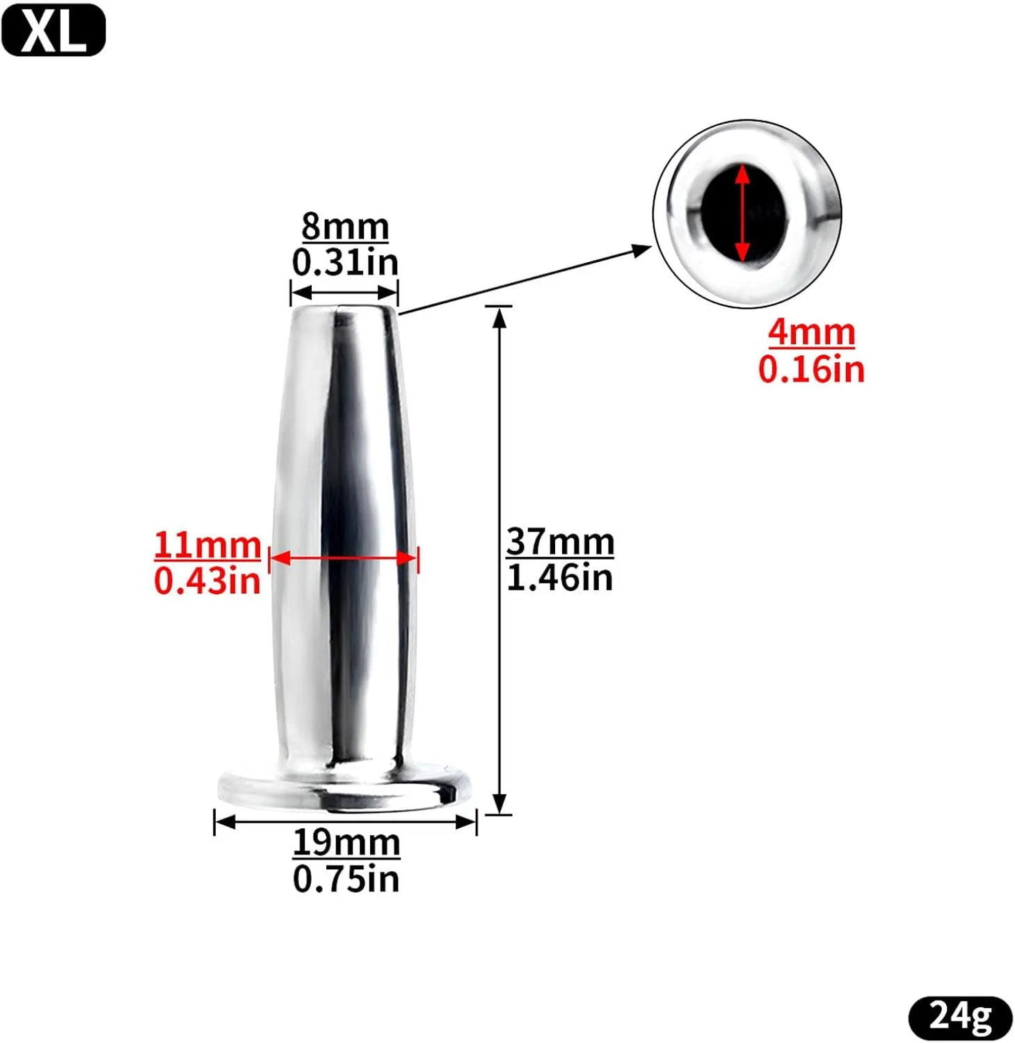 Male Stainless Steel Hollow Nail for Easy Urination and Training -USHB07a (XL)
