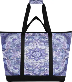 Mandala Reusable Insulated Cooler Bag with Ice Pack Compartment - Large 47L Waterproof Thermal Grocery Tote for Picnic Beach Camping Lunch Storage