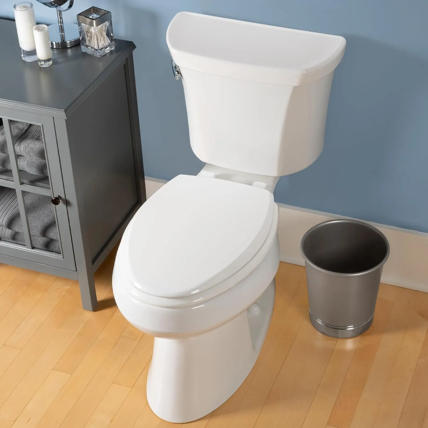 Mayfair Cassel Slow Close Toilet Seat, Easy Clean, Non Slip Premium Wood Seat, Easy Install, Made in USA, Round, Bone