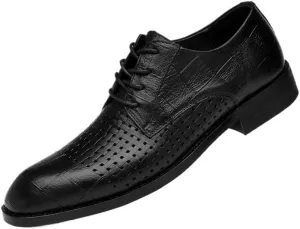 Men's Breathable Oxford Shoes Leather Wingtip Brogue Derby Shoes Non-Slip Low Top Lightweight All-Day Business Work Shoes