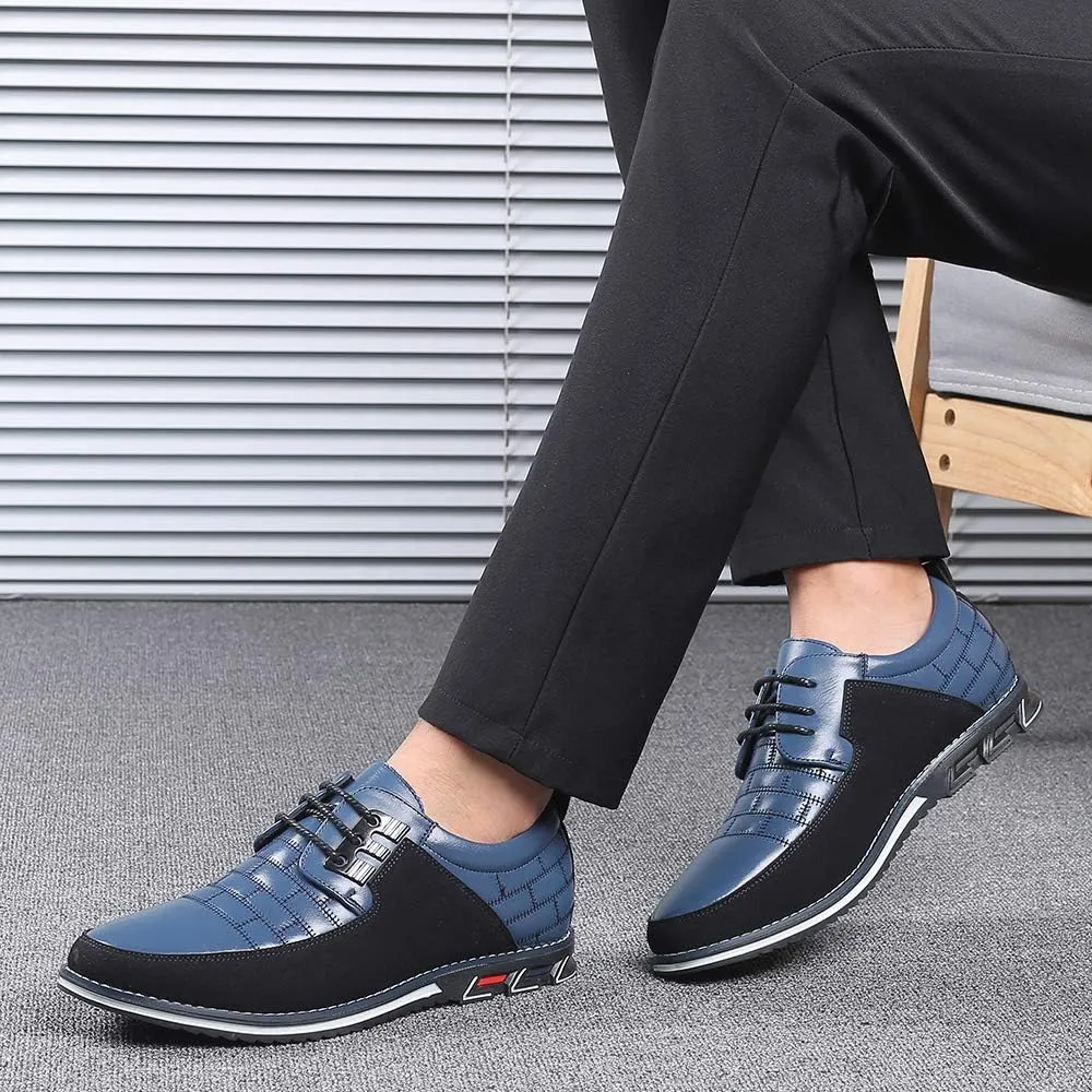 Mens Dress Shoes Casual Business Oxford Derby Orthopedic Leather Shoes Simple Lace-up Walk Loafers Flats Shoes for Men