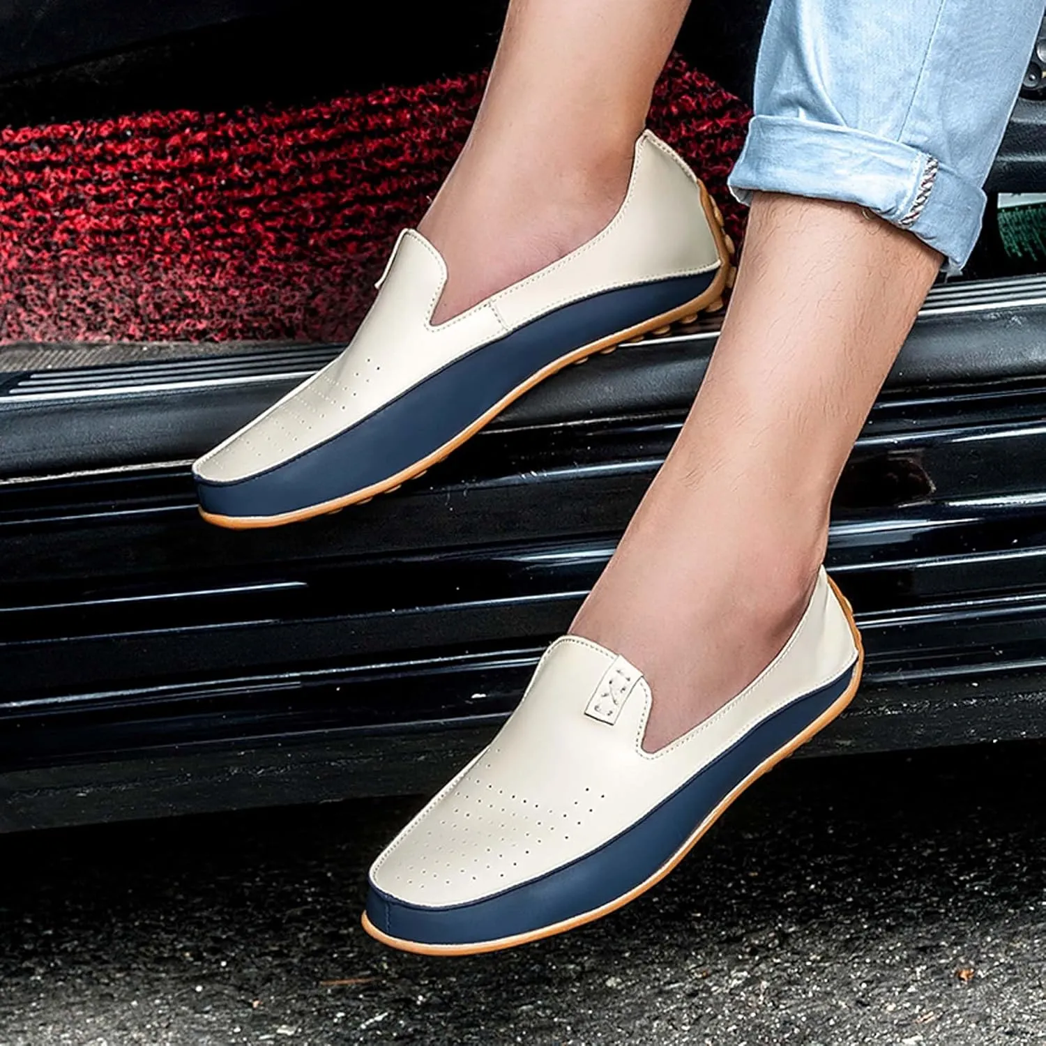 Men's Fashion Casual Loafers Comfortable Non-slip Driving Shoes Lightweight Soft-soled Casual Walking Shoes-Hand-stitched-Fashionable Urban Men's Shoes Large Size-4-13 US Size
