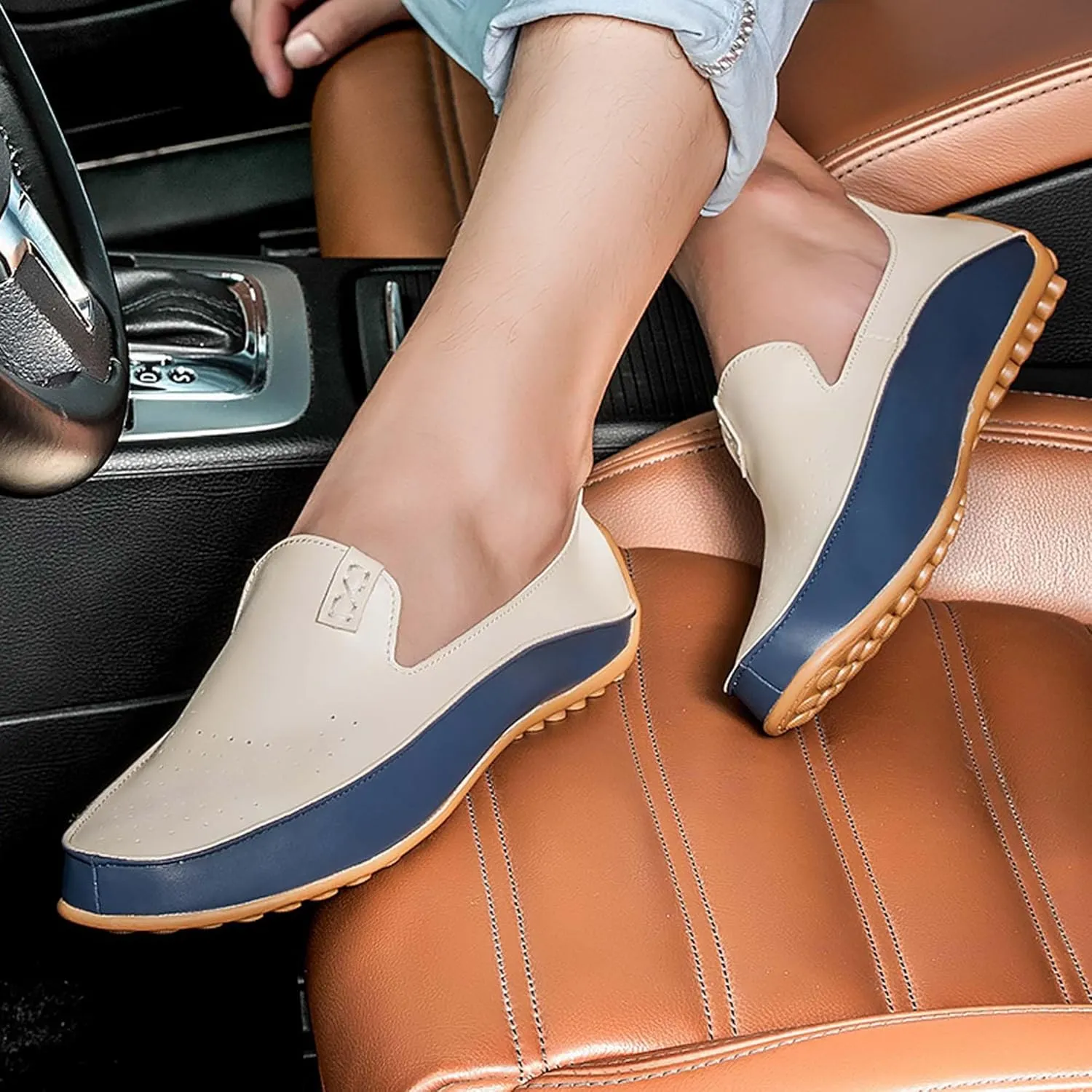 Men's Fashion Casual Loafers Comfortable Non-slip Driving Shoes Lightweight Soft-soled Casual Walking Shoes-Hand-stitched-Fashionable Urban Men's Shoes Large Size-4-13 US Size