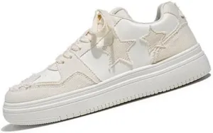 Men's Fashion Star Sneaker Lace Up Sporty Sneakers Comfortable Walking Shoes Casual Skate Shoes Low Top Tennis Shoes