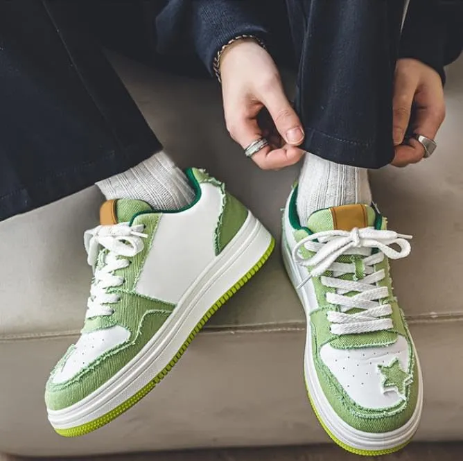Men's Fashion Star Sneaker Lace Up Sporty Sneakers Comfortable Walking Shoes Casual Skate Shoes Low Top Tennis Shoes
