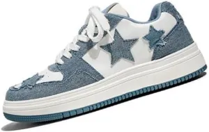 Men's Fashion Star Sneaker Lace Up Sporty Sneakers Comfortable Walking Shoes Casual Skate Shoes Low Top Tennis Shoes