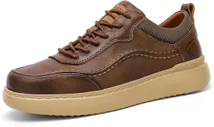 Men's Genuine Leather Platform Casual Oxford Shoes Classic Handmade Lace Up Round Toe Soft Bottom Oxford Sneakers for Driving Business Work