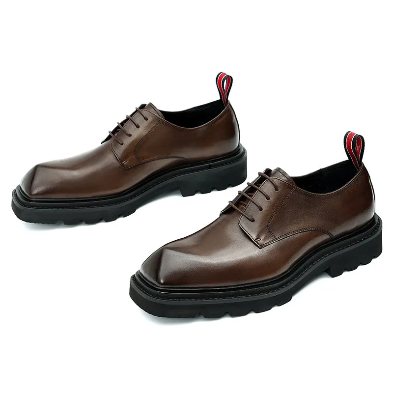 Men's Leather Derby Shoes Diamond Toe