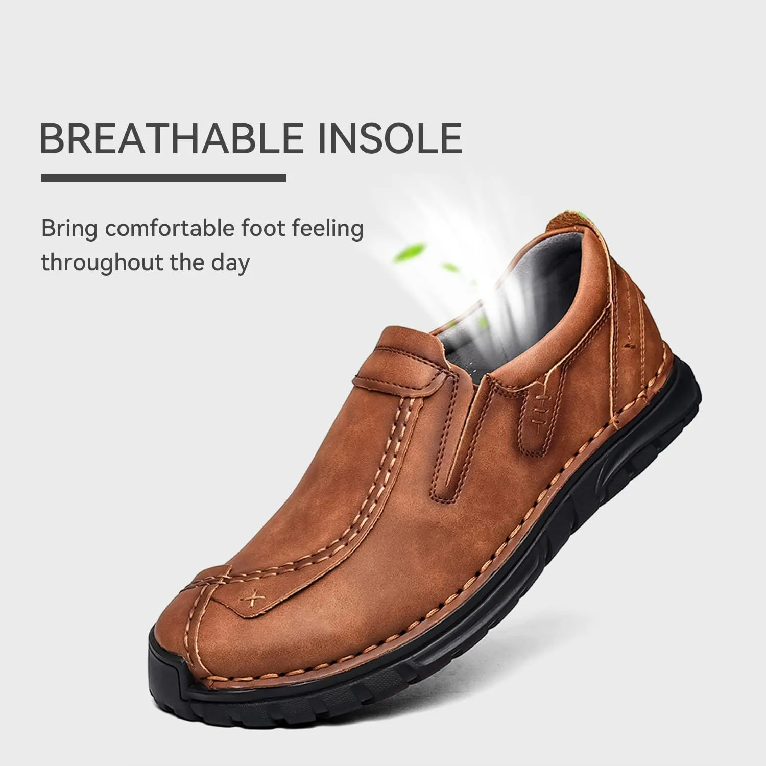 Men's Leather Shoes Casual Loafers Slip on Comfortable Walking Driving Shoes for Men
