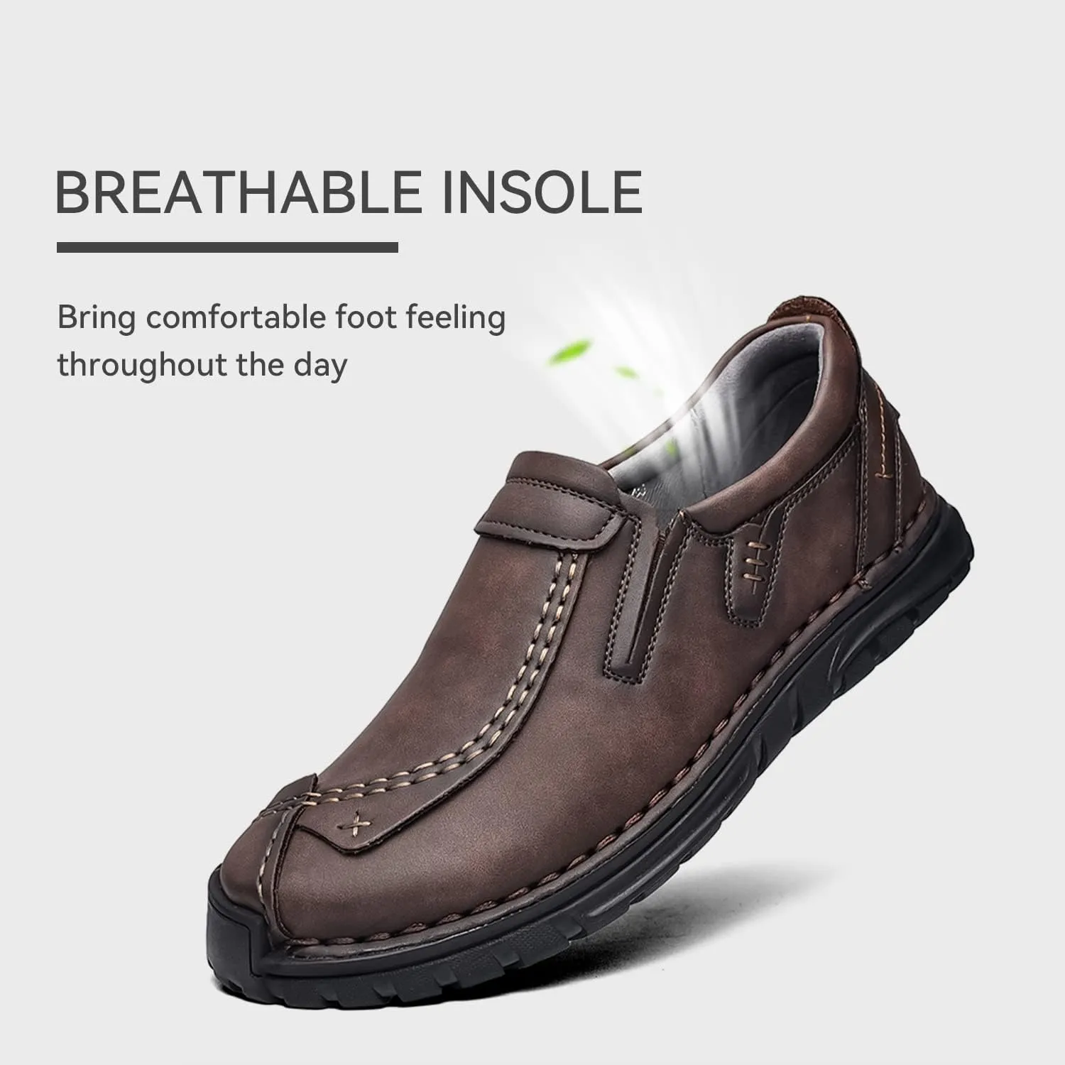 Men's Leather Shoes Casual Loafers Slip on Comfortable Walking Driving Shoes for Men