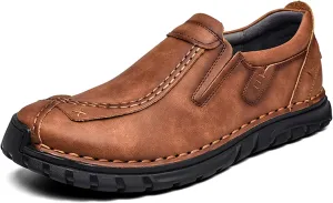 Men's Leather Shoes Casual Loafers Slip on Comfortable Walking Driving Shoes for Men