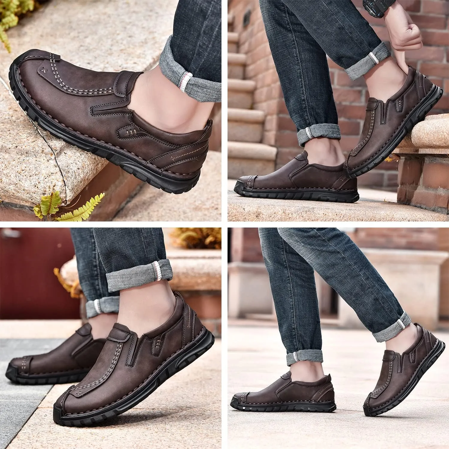 Men's Leather Shoes Casual Loafers Slip on Comfortable Walking Driving Shoes for Men