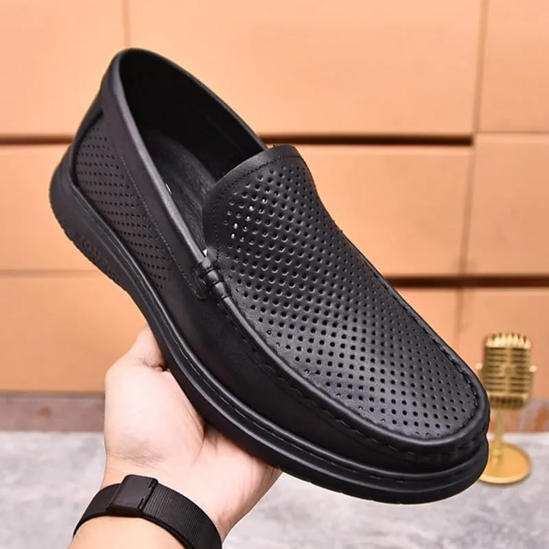 Men's Loafers Mens Commuter Slip-Resistant Lightweight Breathable Easy to Walk Men's Dress Slip-on Classic Loafers Formal Shoes Flat Oxfords, Brown,Black