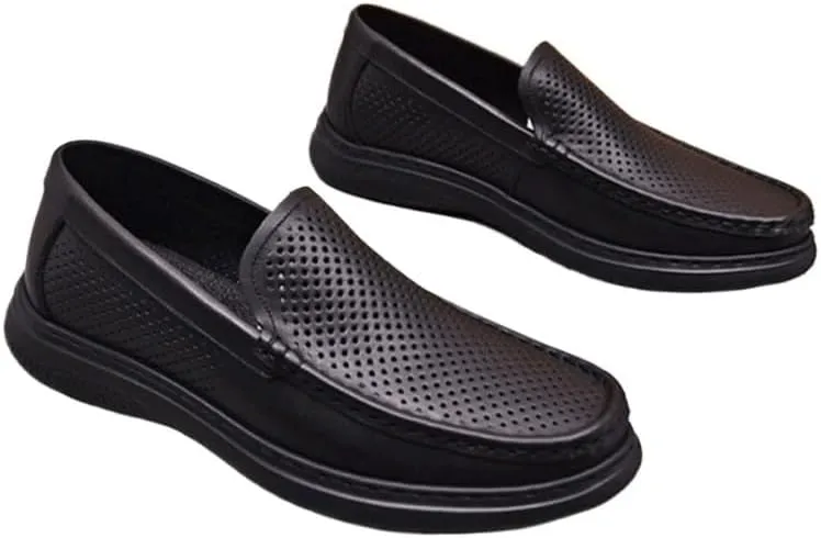 Men's Loafers Mens Commuter Slip-Resistant Lightweight Breathable Easy to Walk Men's Dress Slip-on Classic Loafers Formal Shoes Flat Oxfords, Brown,Black