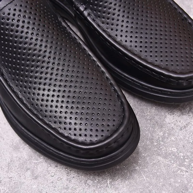 Men's Loafers Mens Commuter Slip-Resistant Lightweight Breathable Easy to Walk Men's Dress Slip-on Classic Loafers Formal Shoes Flat Oxfords, Brown,Black
