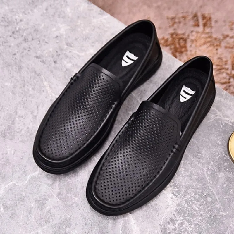 Men's Loafers Mens Commuter Slip-Resistant Lightweight Breathable Easy to Walk Men's Dress Slip-on Classic Loafers Formal Shoes Flat Oxfords, Brown,Black