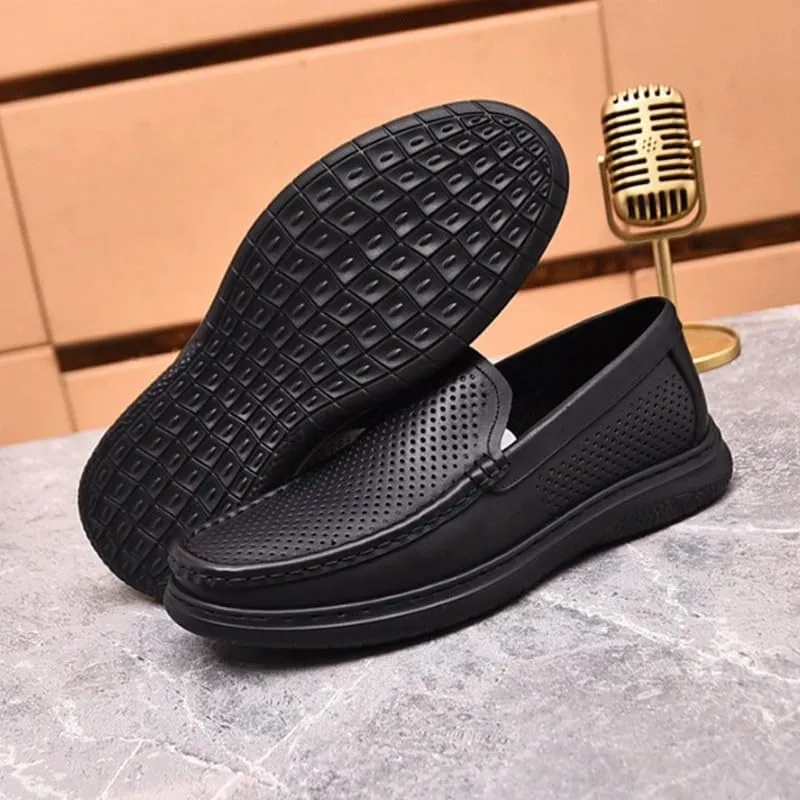 Men's Loafers Mens Commuter Slip-Resistant Lightweight Breathable Easy to Walk Men's Dress Slip-on Classic Loafers Formal Shoes Flat Oxfords, Brown,Black