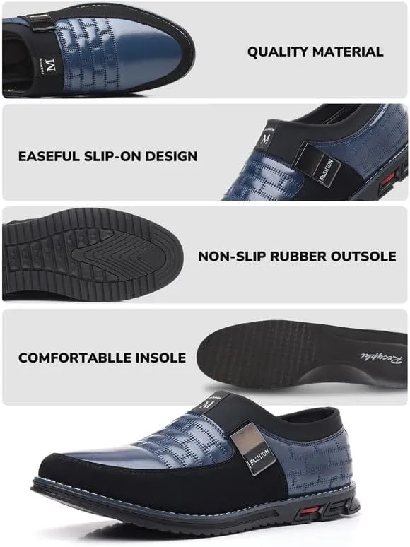 Men’s Oxford No-Stripe Orthopedic Leather Shoes Derby Formal Business Dress Sneakers Casual Walking Driving Slip-on Loafers