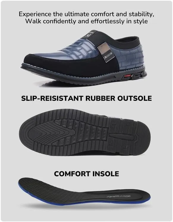 Men’s Oxford No-Stripe Orthopedic Leather Shoes Derby Formal Business Dress Sneakers Casual Walking Driving Slip-on Loafers