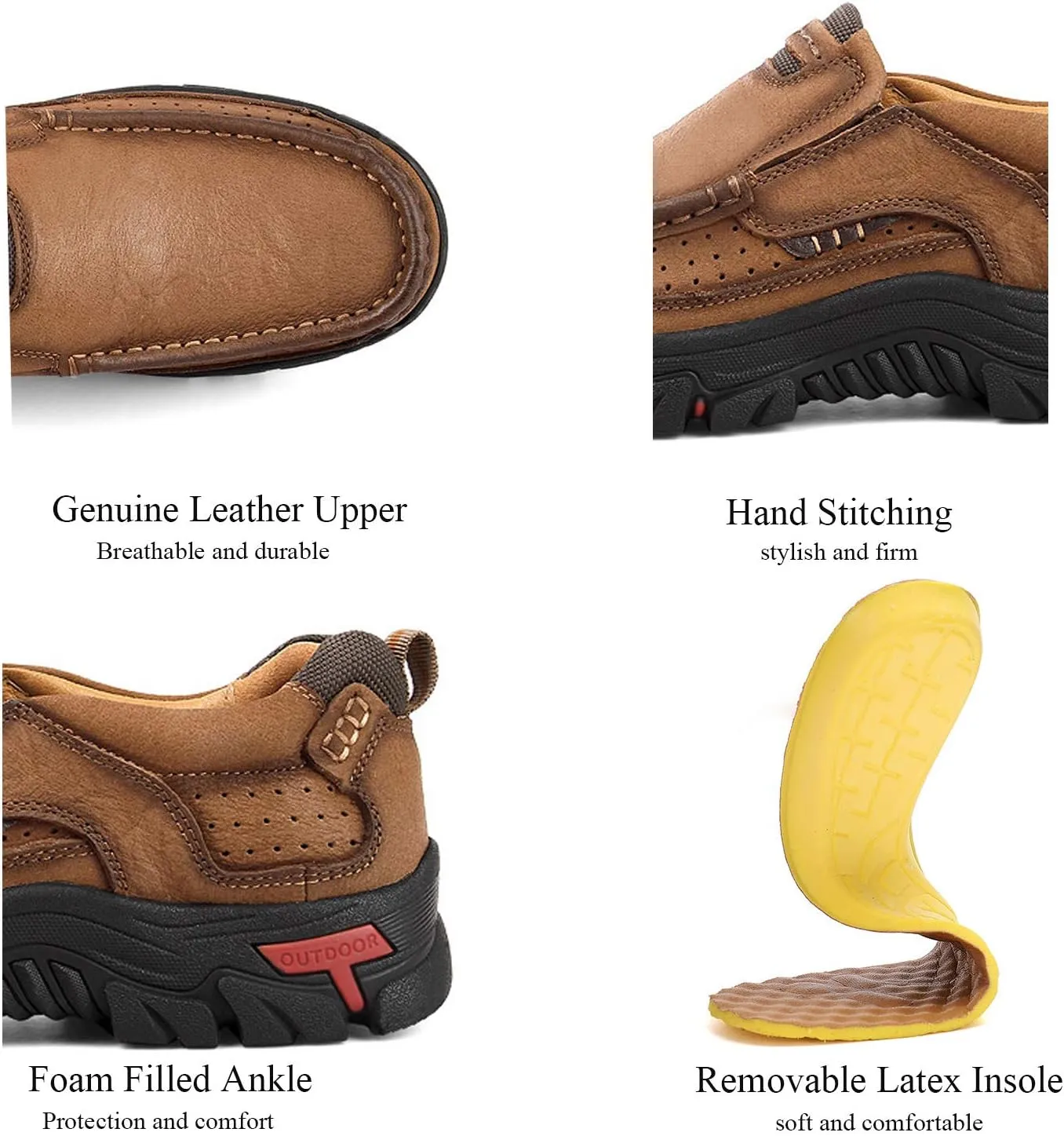 Mens Slip On Casual Shoes Leather Comfortable Walking Loafers