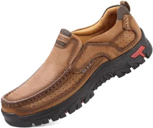 Mens Slip On Casual Shoes Leather Comfortable Walking Loafers