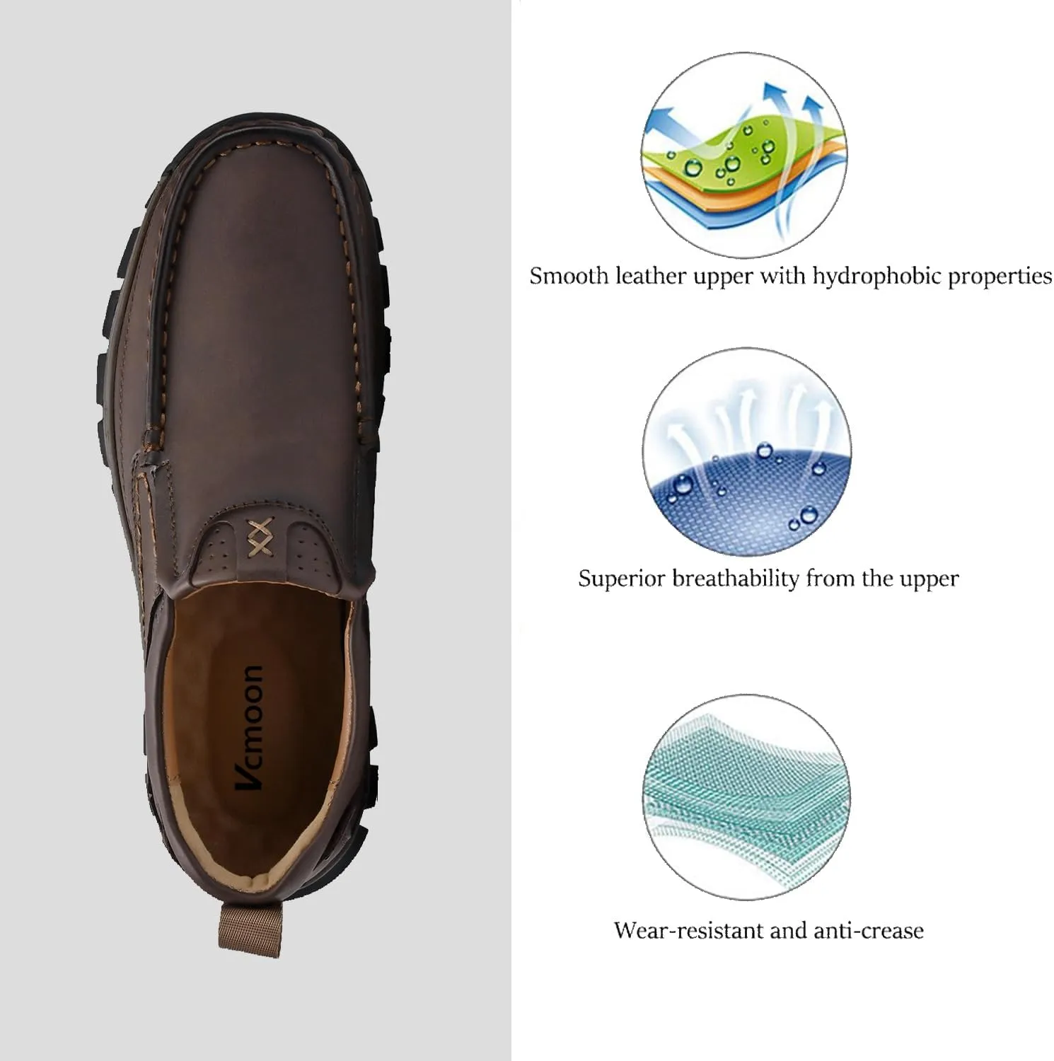Men's Slip-On Loafers Comfortable Leather Casual Walking Shoes for Work Office Dress Outdoor