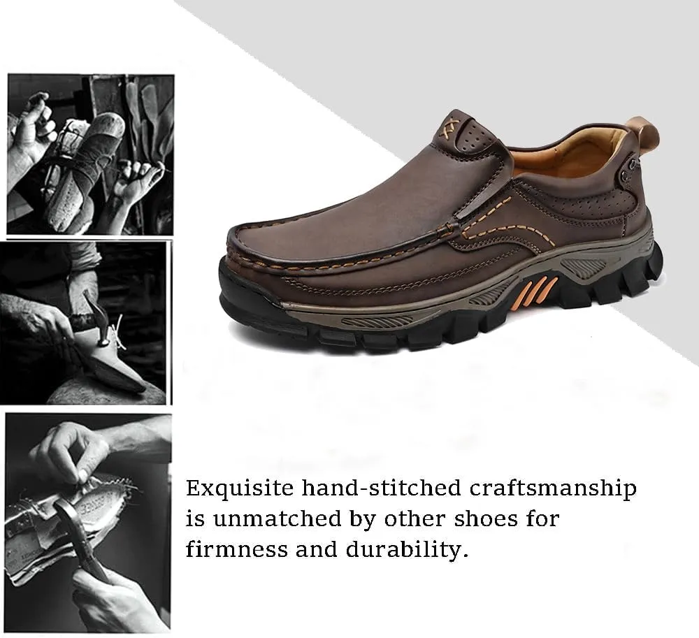 Men's Slip-On Loafers Comfortable Leather Casual Walking Shoes for Work Office Dress Outdoor