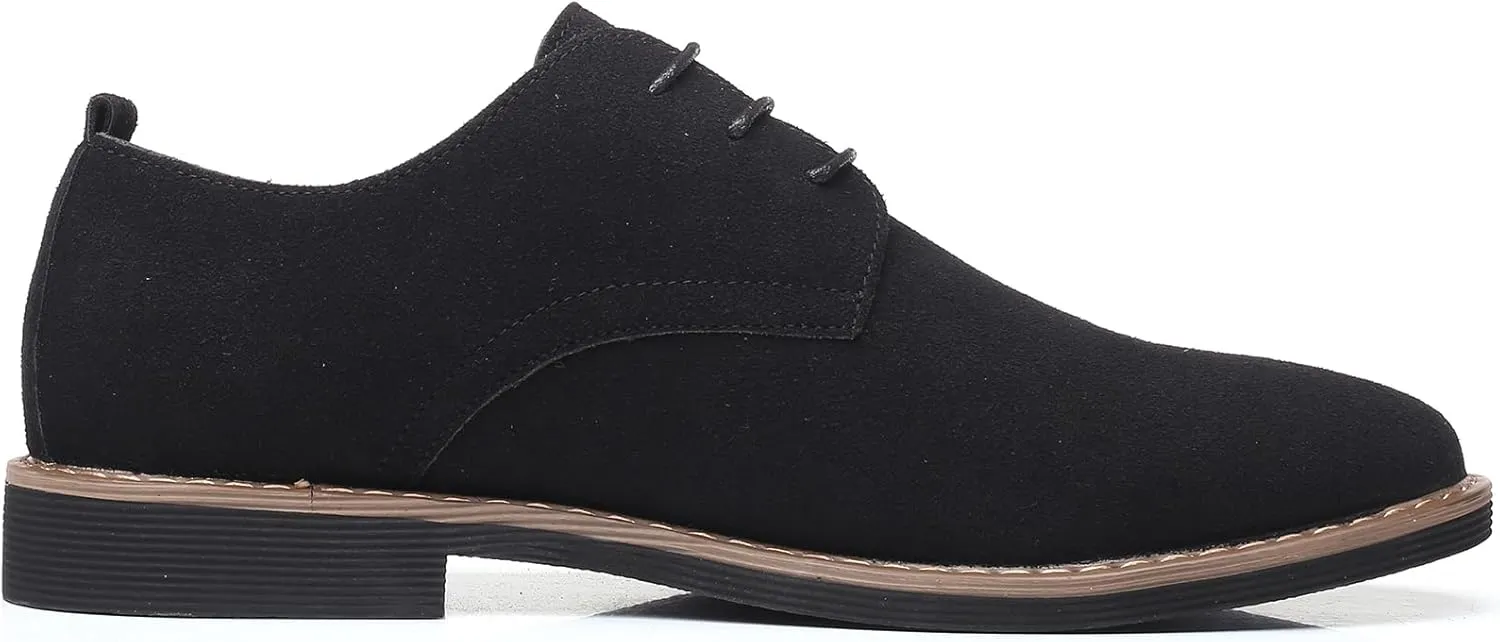Men's Suede Lace-up Business Formal Dress Derby Shoes Suit Dressy Oxfords Wedding Oxford Flats