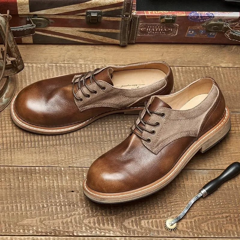 Men's Vintage Flower Dress Loafers Slip On Shoes Mens Genuine Leather Casual Shoes Non Slip Comfortable Shoes