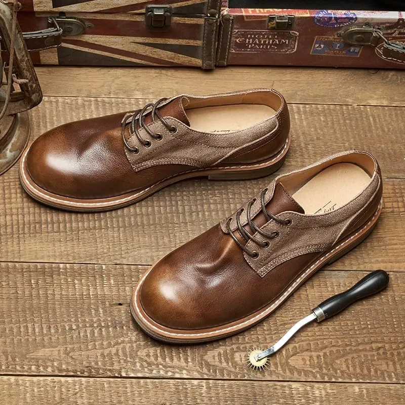 Men's Vintage Flower Dress Loafers Slip On Shoes Mens Genuine Leather Casual Shoes Non Slip Comfortable Shoes