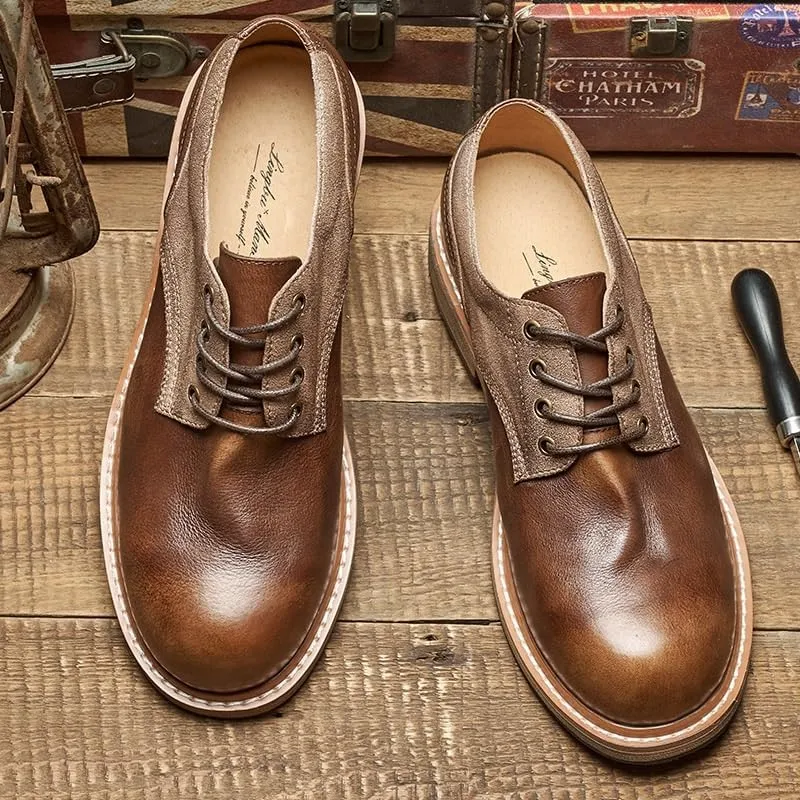 Men's Vintage Flower Dress Loafers Slip On Shoes Mens Genuine Leather Casual Shoes Non Slip Comfortable Shoes