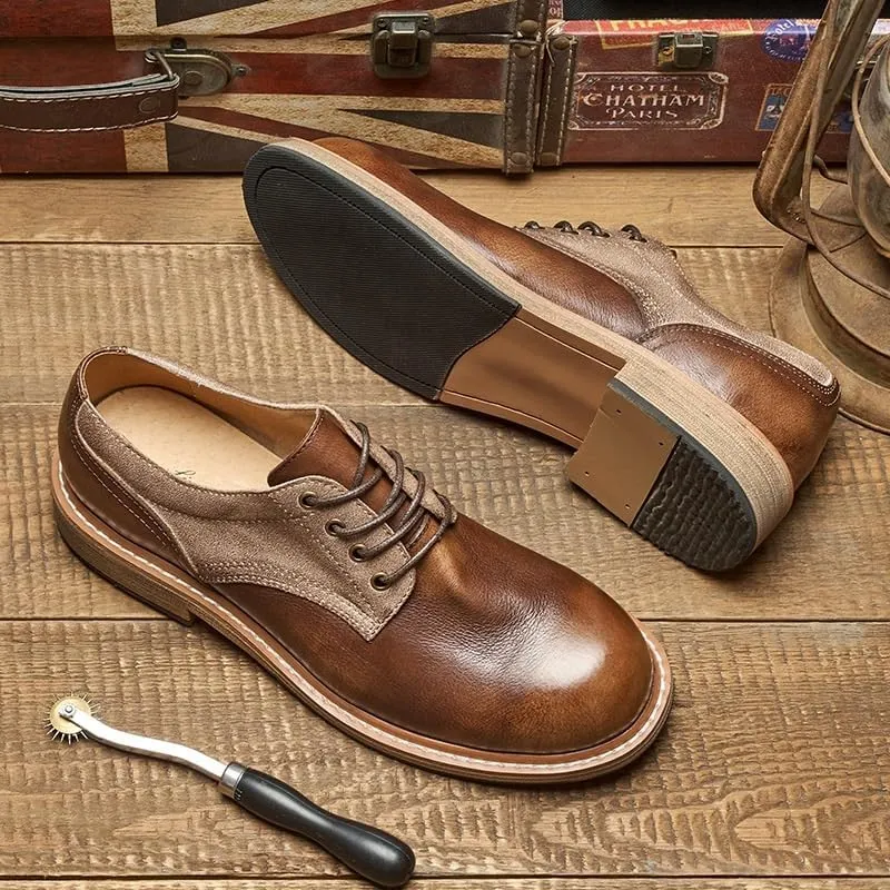 Men's Vintage Flower Dress Loafers Slip On Shoes Mens Genuine Leather Casual Shoes Non Slip Comfortable Shoes
