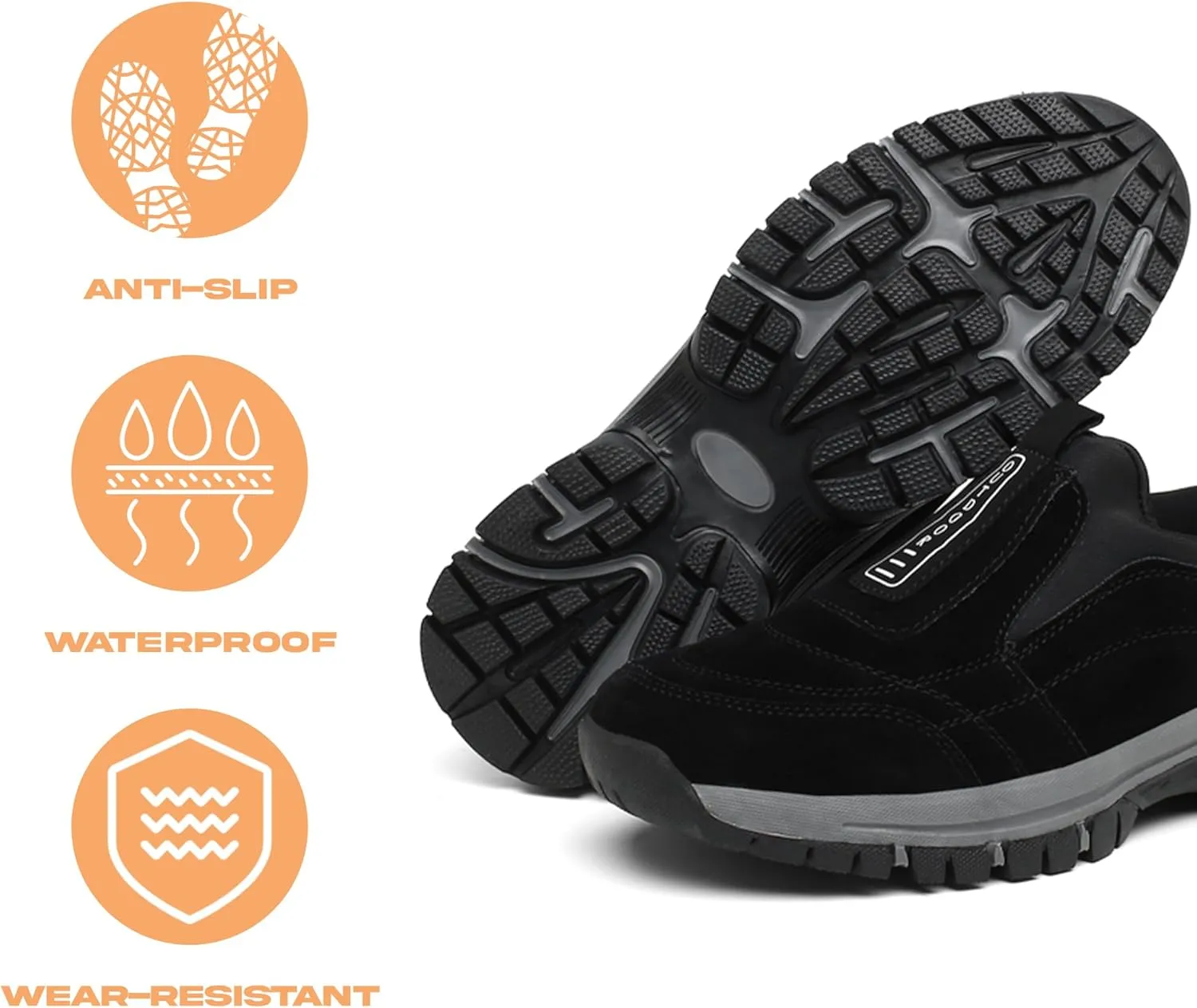 Men's Waterproof Hiking Shoes Comfortable Orthopedic Walking Shoes Slip on Outdoor Sneakers