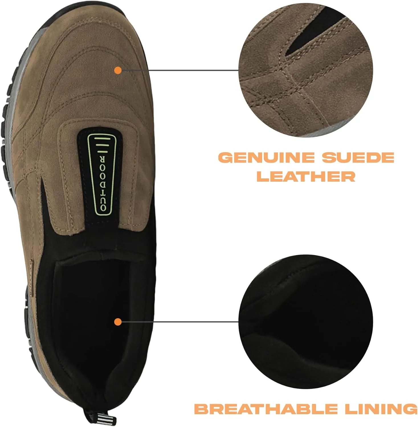 Men's Waterproof Hiking Shoes Comfortable Orthopedic Walking Shoes Slip on Outdoor Sneakers