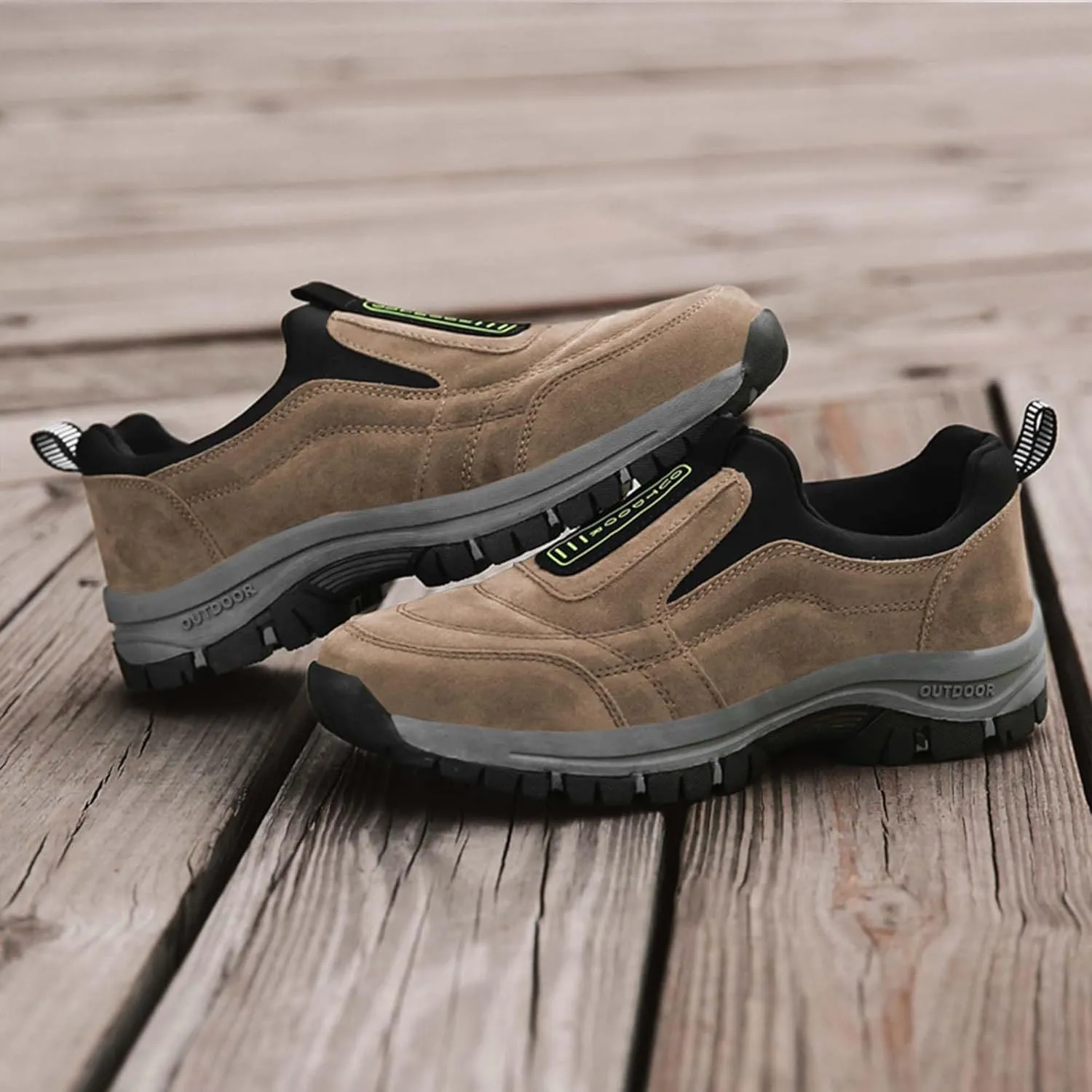 Men's Waterproof Hiking Shoes Comfortable Orthopedic Walking Shoes Slip on Outdoor Sneakers
